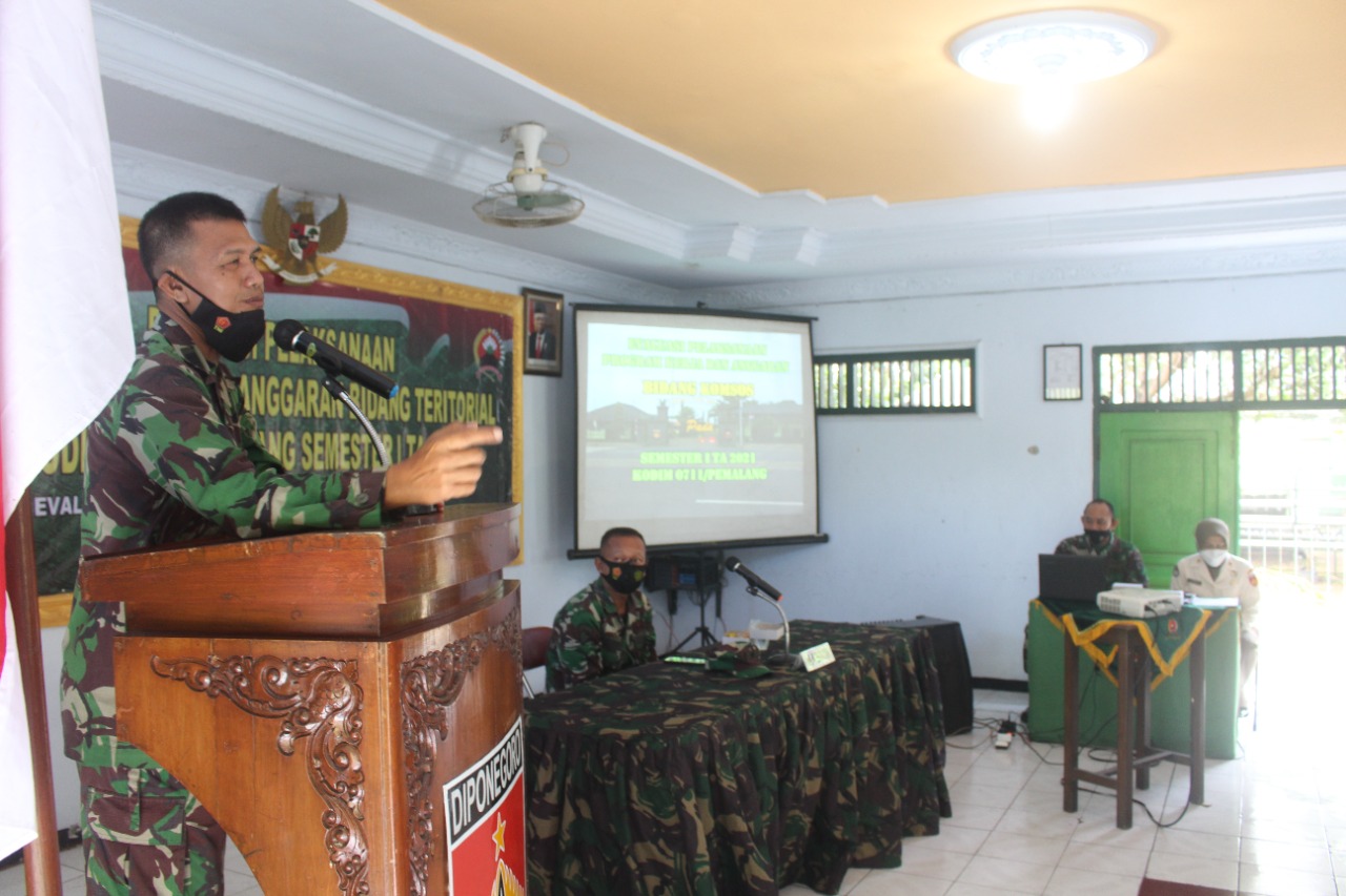 Kodim Pemalang Gelar Evaluasi Pelaksanaan Progja dan Anggaran Semester I Tahun 2021 Bidang Teritorial