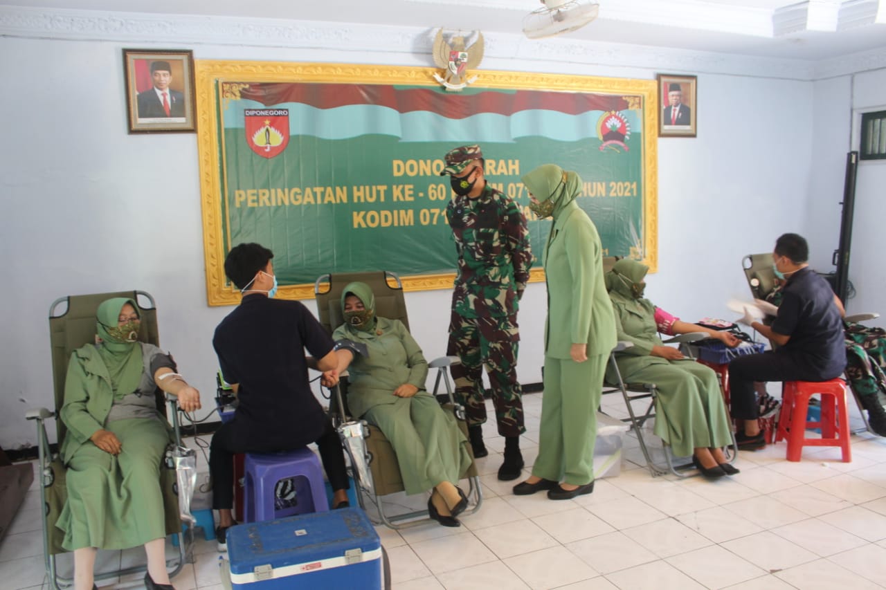 Peringati HUT Ke 60 Korem 071/WK Kodim Pemalang Gelar Baksos Donor Darah