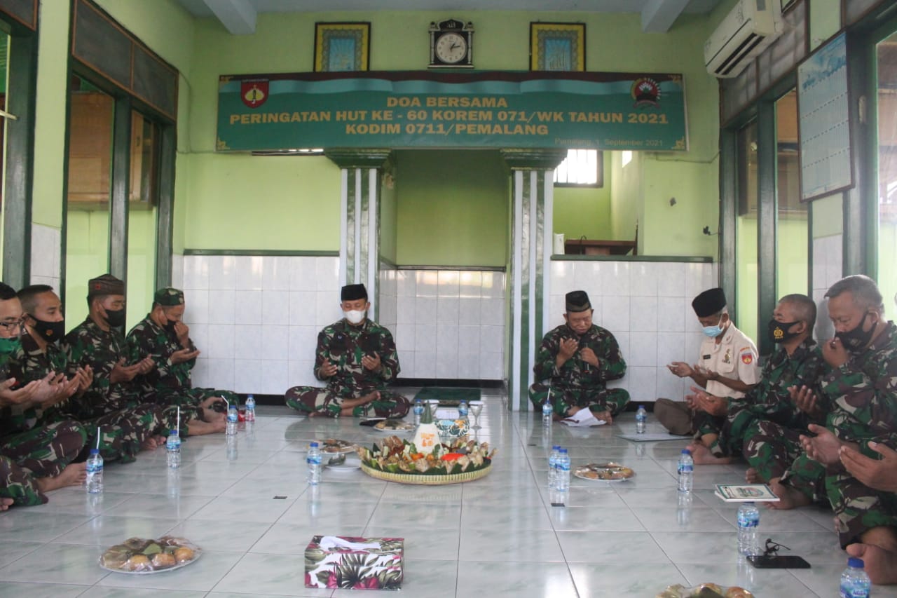 Menyambut HUT ke-60 Korem 071/Wk, Kodim Pemalang Gelar Doa Bersama